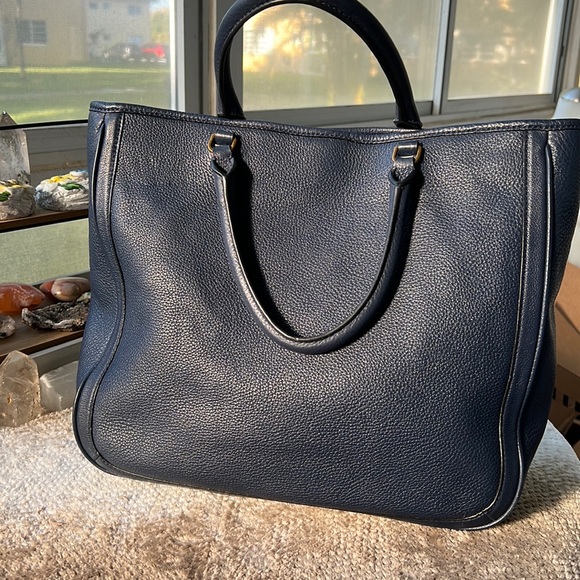TORY BURCH Leather XL size Royal blue tote - Picture 3 of 11